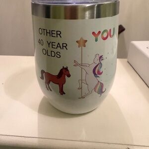 40th Birthday Wine Tumbler With Straw, Brush, and Card